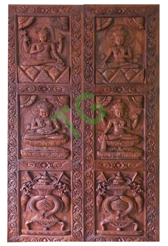 Carved main door with Double Shutter