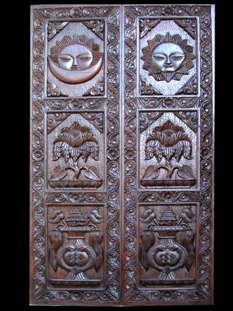 Wooden Carved Main Door For Nepali House . (7ft x 4ft)